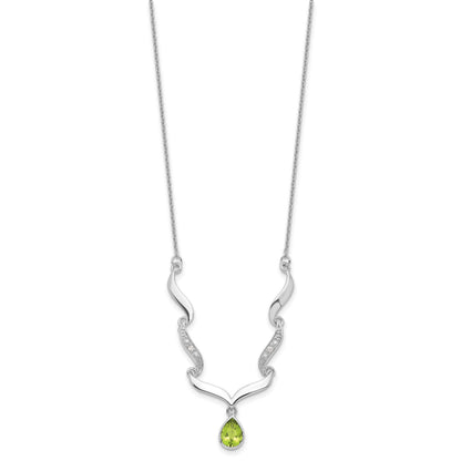 Sterling Silver RH Plated Peridot and White Topaz with 2in. Ext Necklace