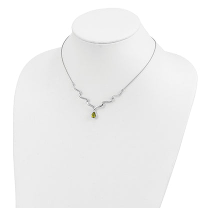 Sterling Silver RH Plated Peridot and White Topaz with 2in. Ext Necklace