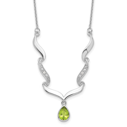 Sterling Silver RH Plated Peridot and White Topaz with 2in. Ext Necklace