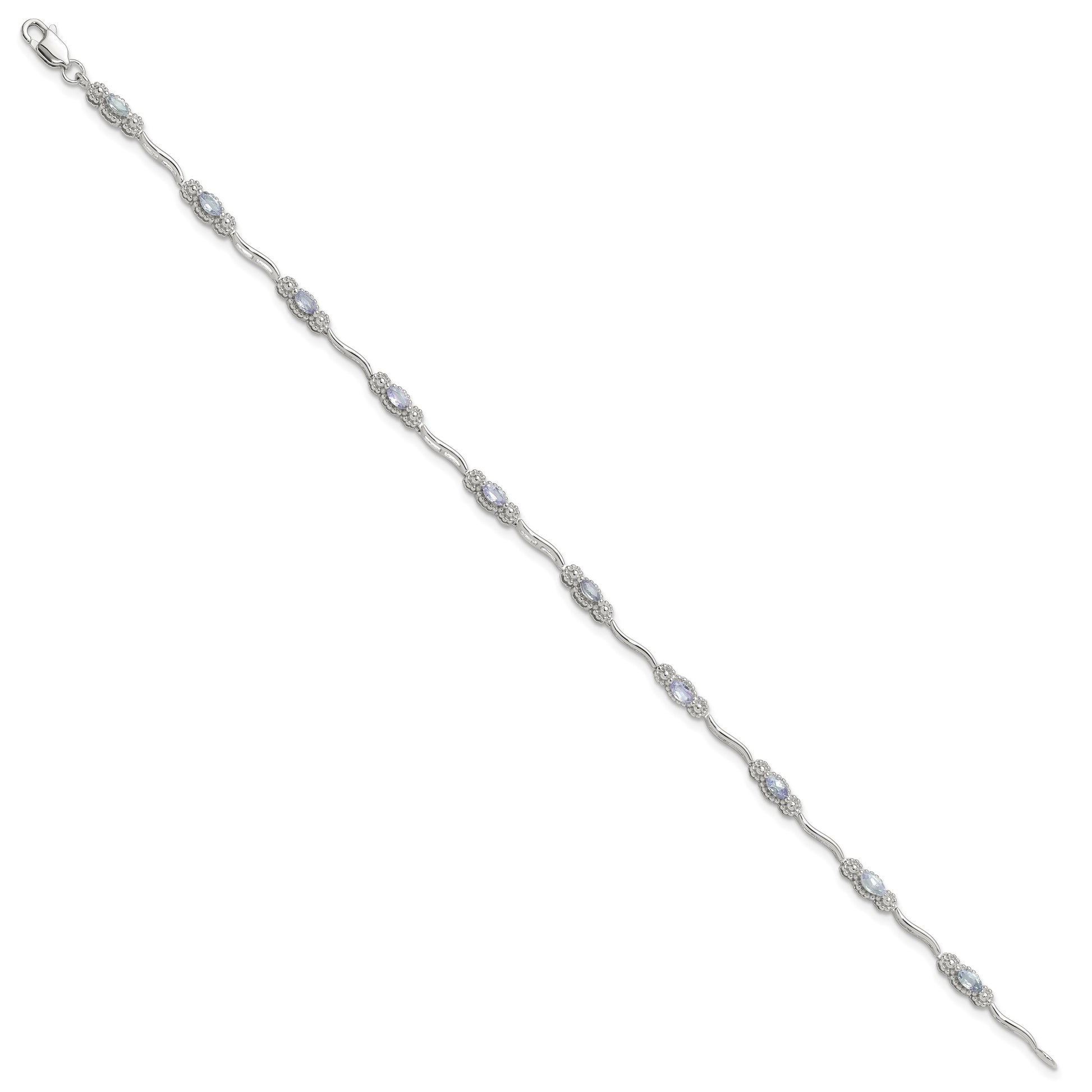 Stering Silver Rhodium-plated Polished Tanzanite 7.5 inch Bracelet