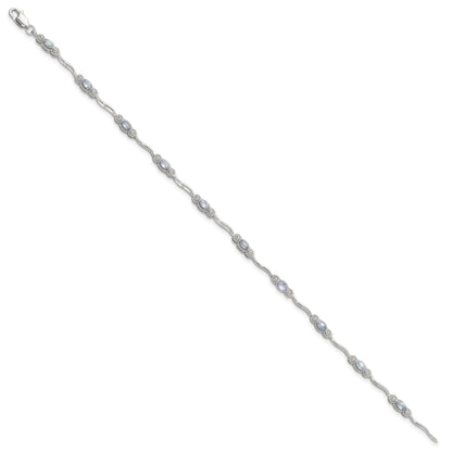 Stering Silver Rhodium-plated Polished Tanzanite 7.5 inch Bracelet