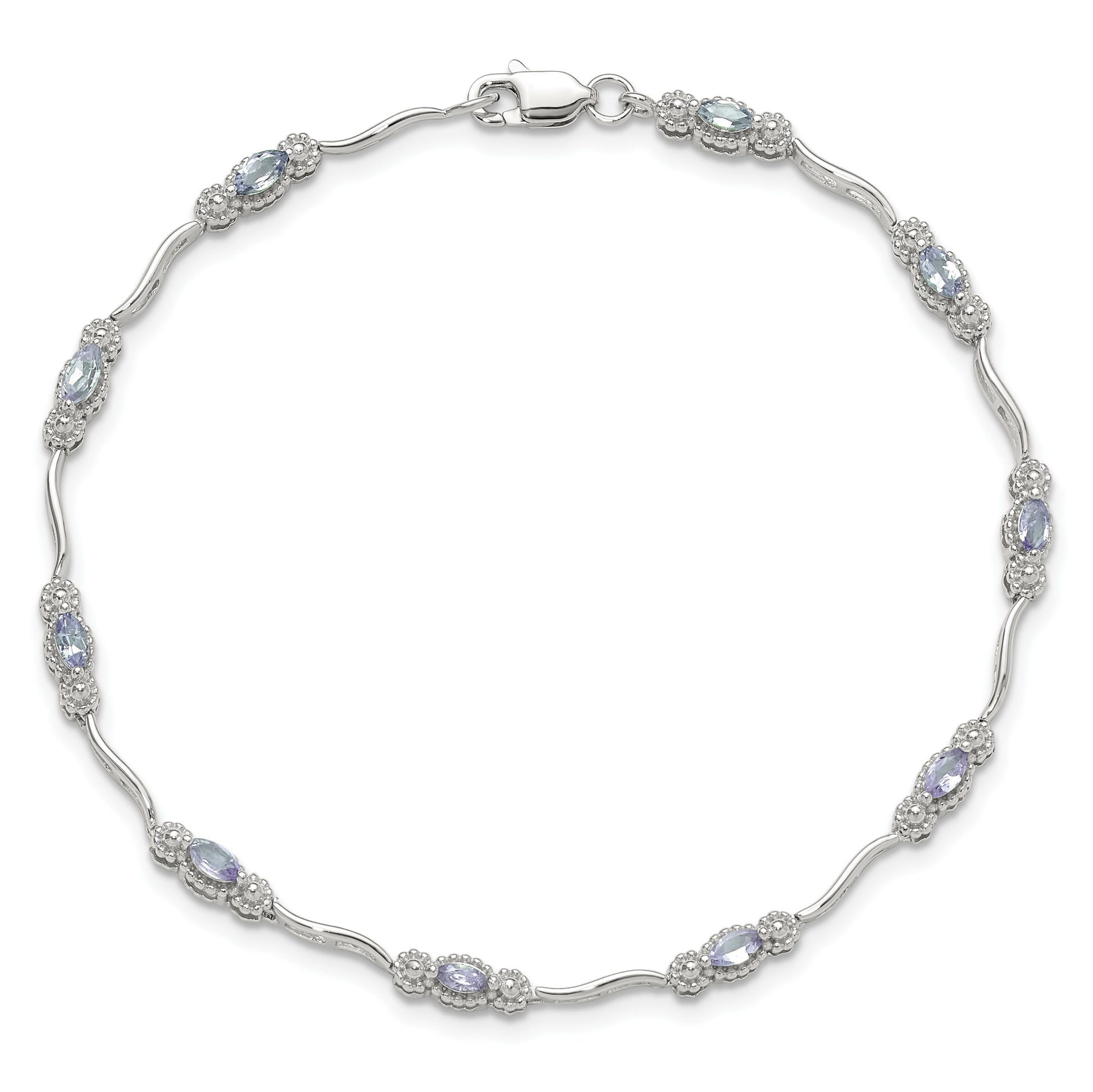 Stering Silver Rhodium-plated Polished Tanzanite 7.5 inch Bracelet
