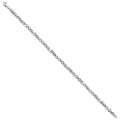 Sterling Silver Rhodium-plated Polished Tanzanite Xs 7.5 inch Bracelet