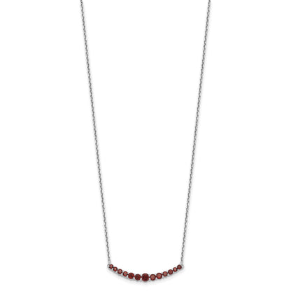 Sterling Silver Rhodium-plated Garnet Pendant w/Necklace