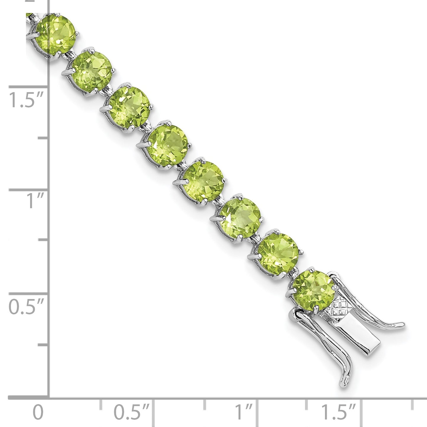 Sterling Silver Rhodium-plated 5mm 16.74PE Peridot Bracelet
