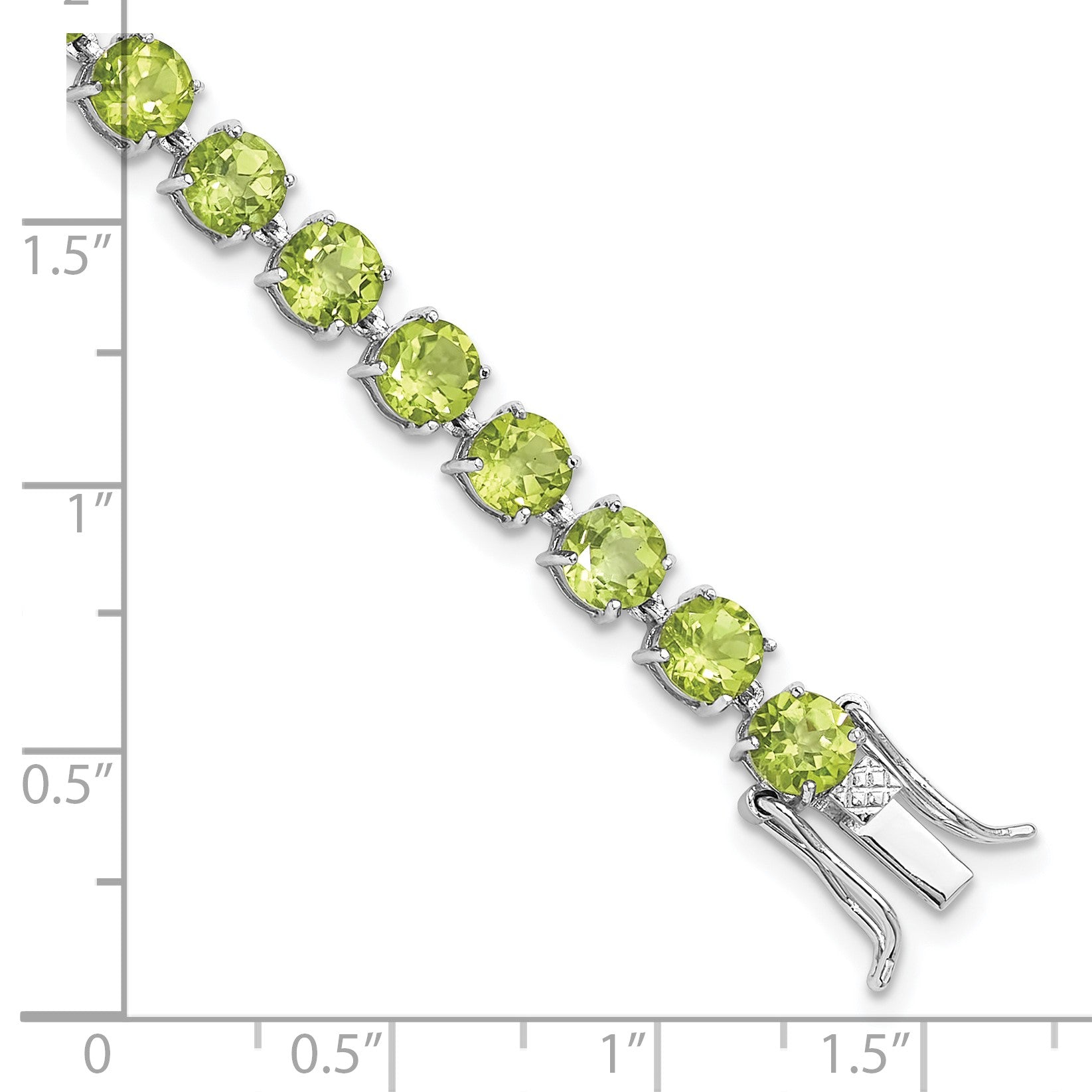 Sterling Silver Rhodium-plated 5mm 16.74PE Peridot Bracelet