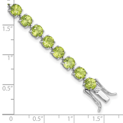 Sterling Silver Rhodium-plated 5mm 16.74PE Peridot Bracelet