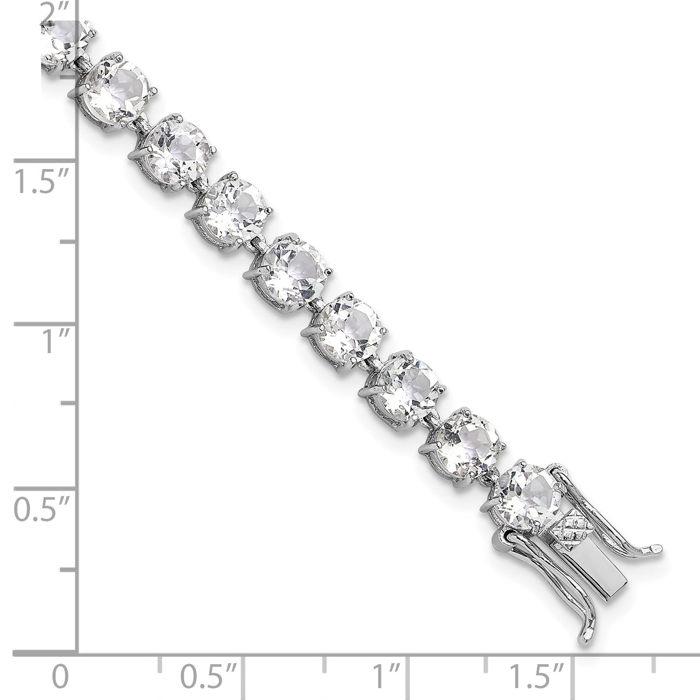 Sterling Silver Rhodium-plated 5mm 19.22WT White Topaz Bracelet