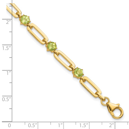 Sterling Silver Gold-tone 5mm 3.6PE Peridot Paperclip Chain Bracelet