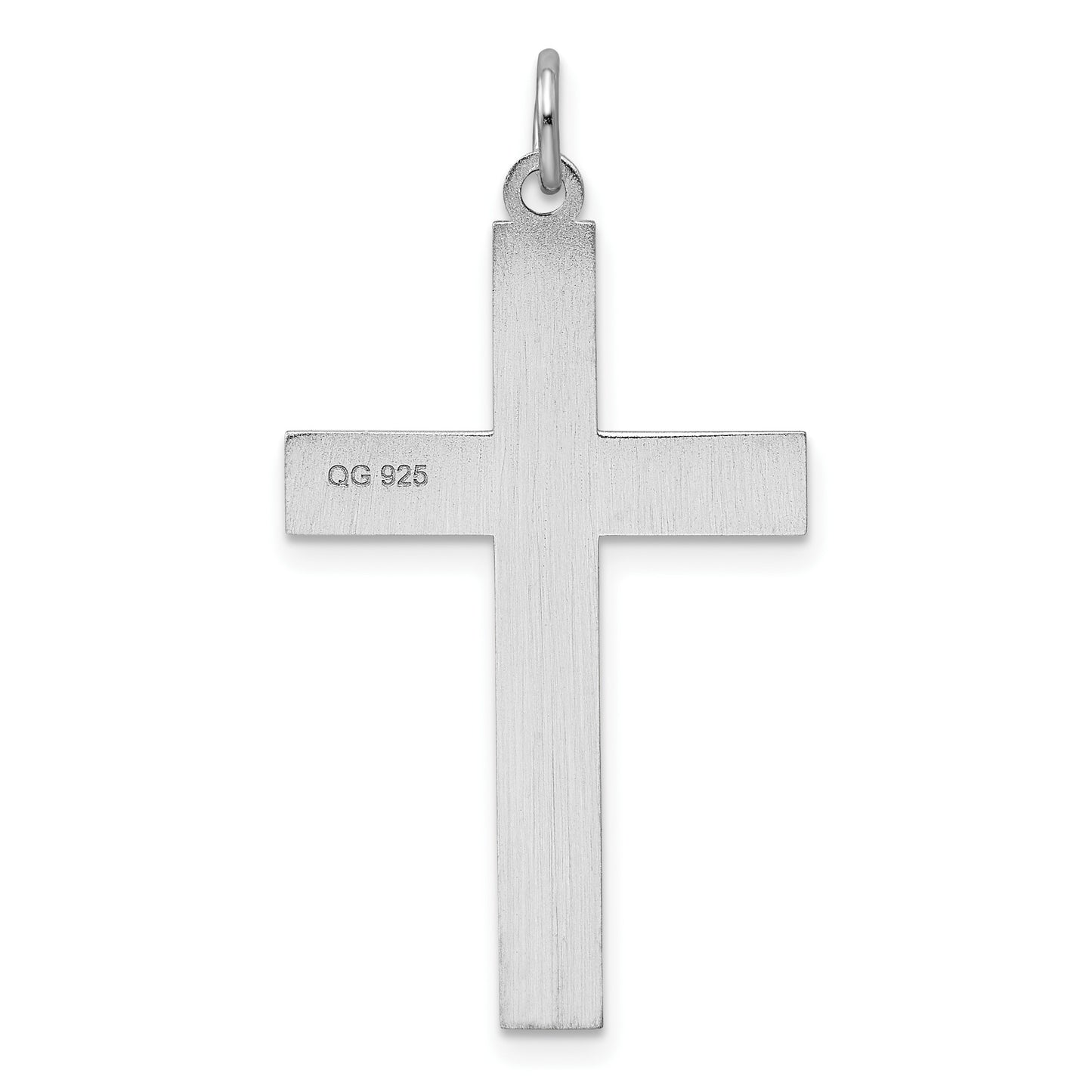 Sterling Silver Rhodium-plated Laser Cut Cross Pendant