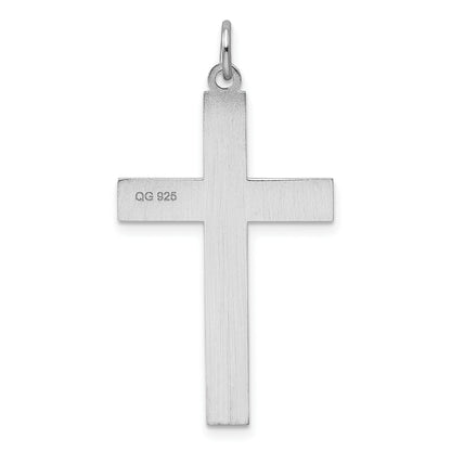 Sterling Silver Rhodium-plated Laser Cut Cross Pendant