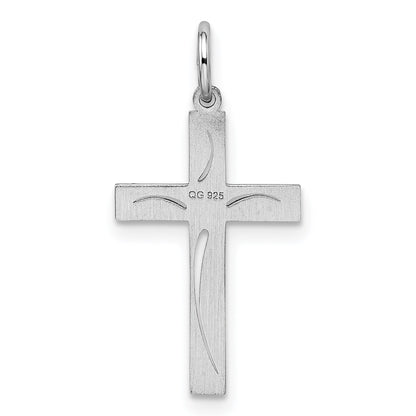 Sterling Silver Rhodium-plated Laser Cut Cross Pendant