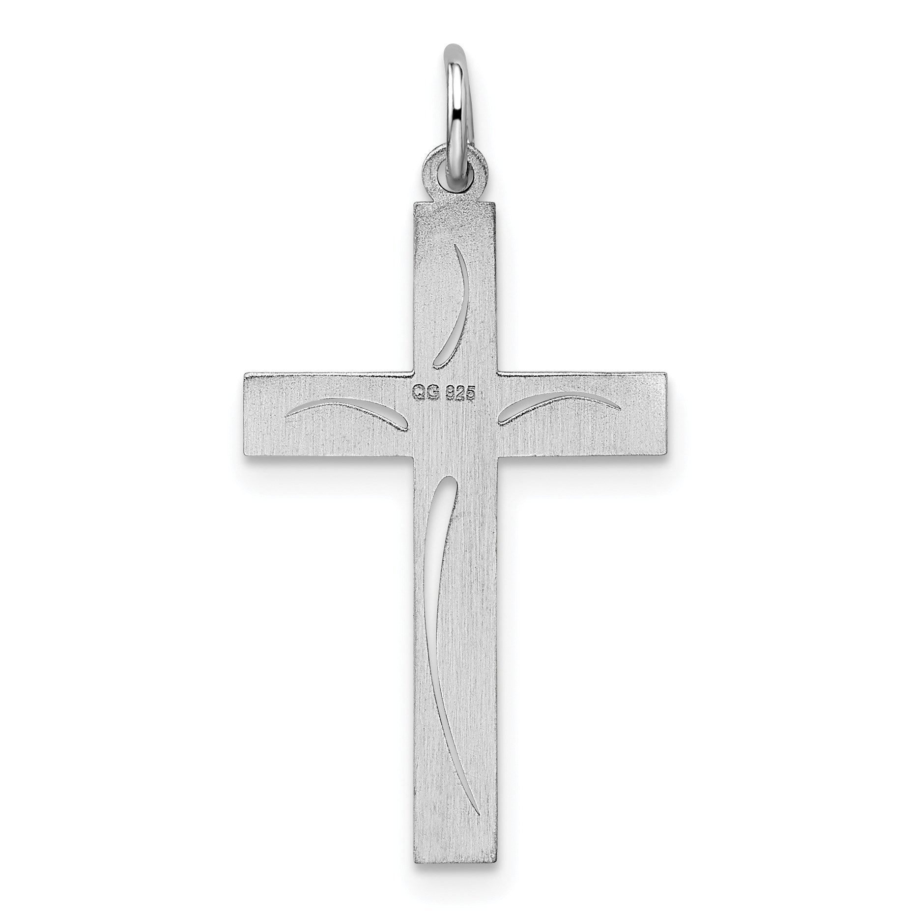 Sterling Silver Rhodium-plated Laser Cut Cross Pendant