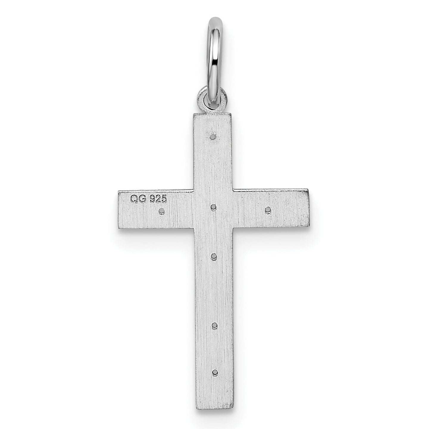 Sterling Silver Rhodium-plated Laser Cut Cross Pendant
