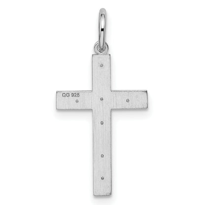 Sterling Silver Rhodium-plated Laser Cut Cross Pendant