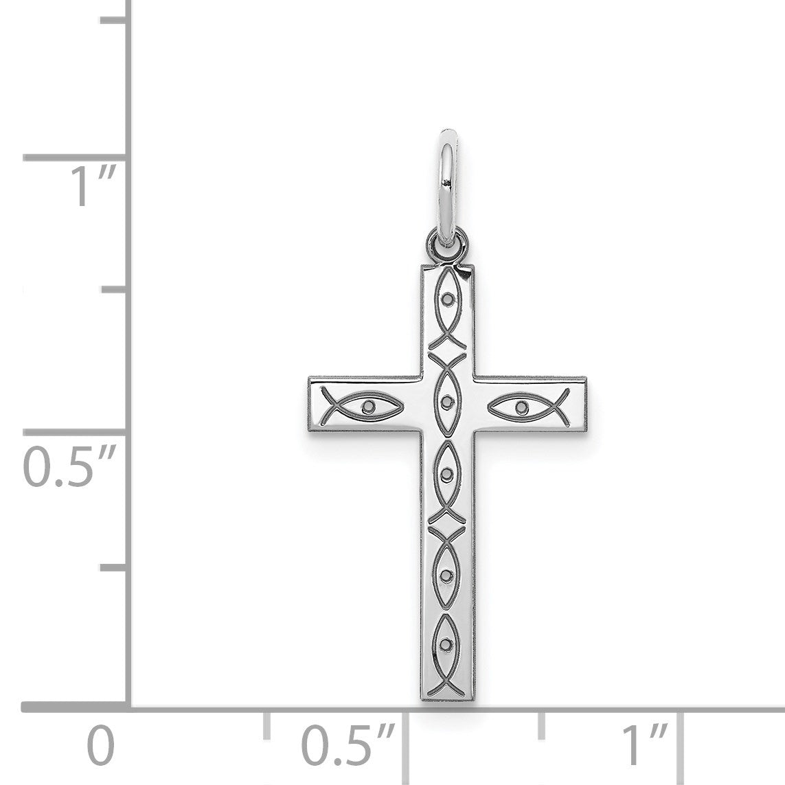 Sterling Silver Rhodium-plated Laser Cut Cross Pendant