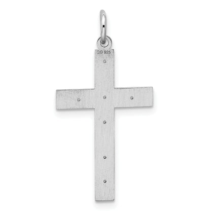 Sterling Silver Rhodium-plated Laser Cut Cross Pendant