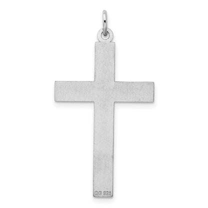 Sterling Silver Rhodium-plated Laser Cut Cross Pendant