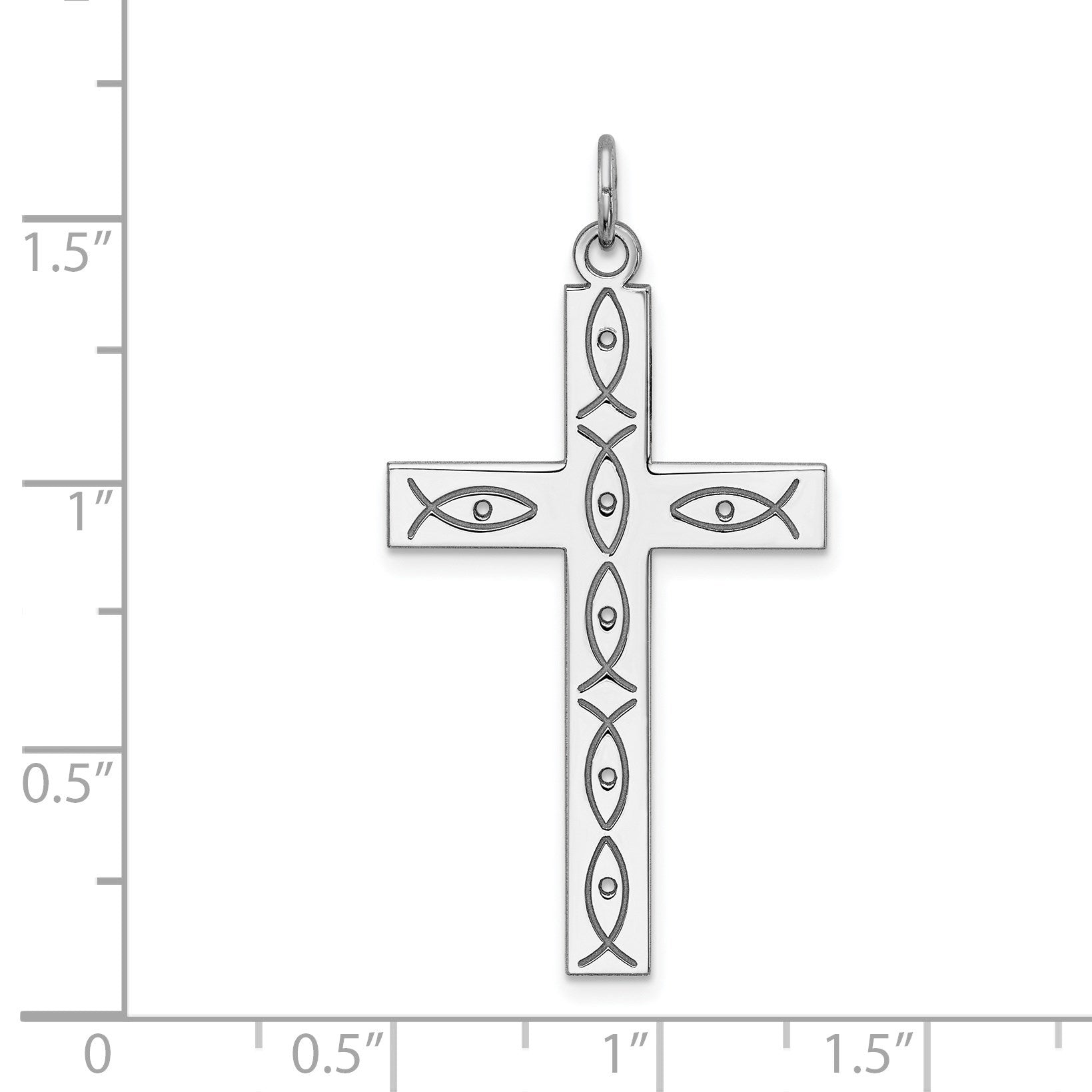 Sterling Silver Rhodium-plated Laser Cut Cross Pendant