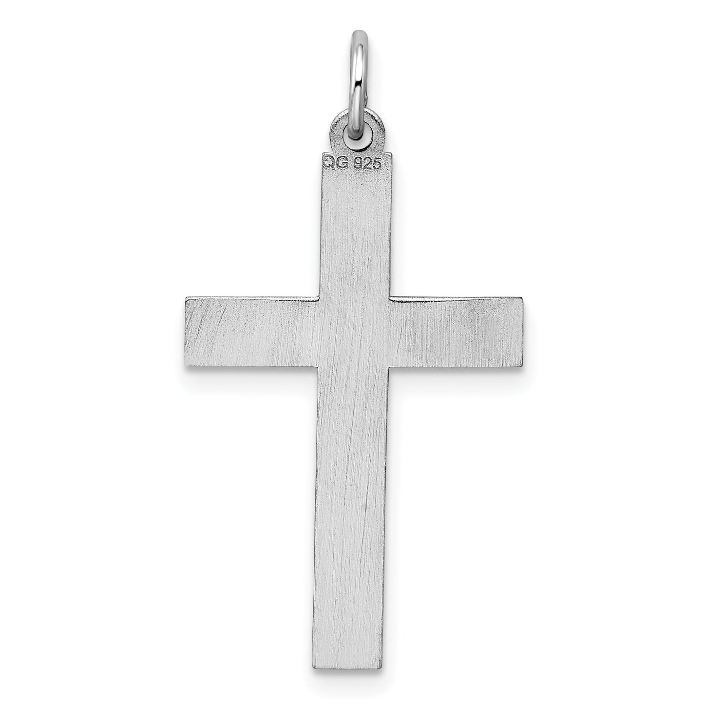 Sterling Silver Rhodium-plated Laser Cut Cross Pendant