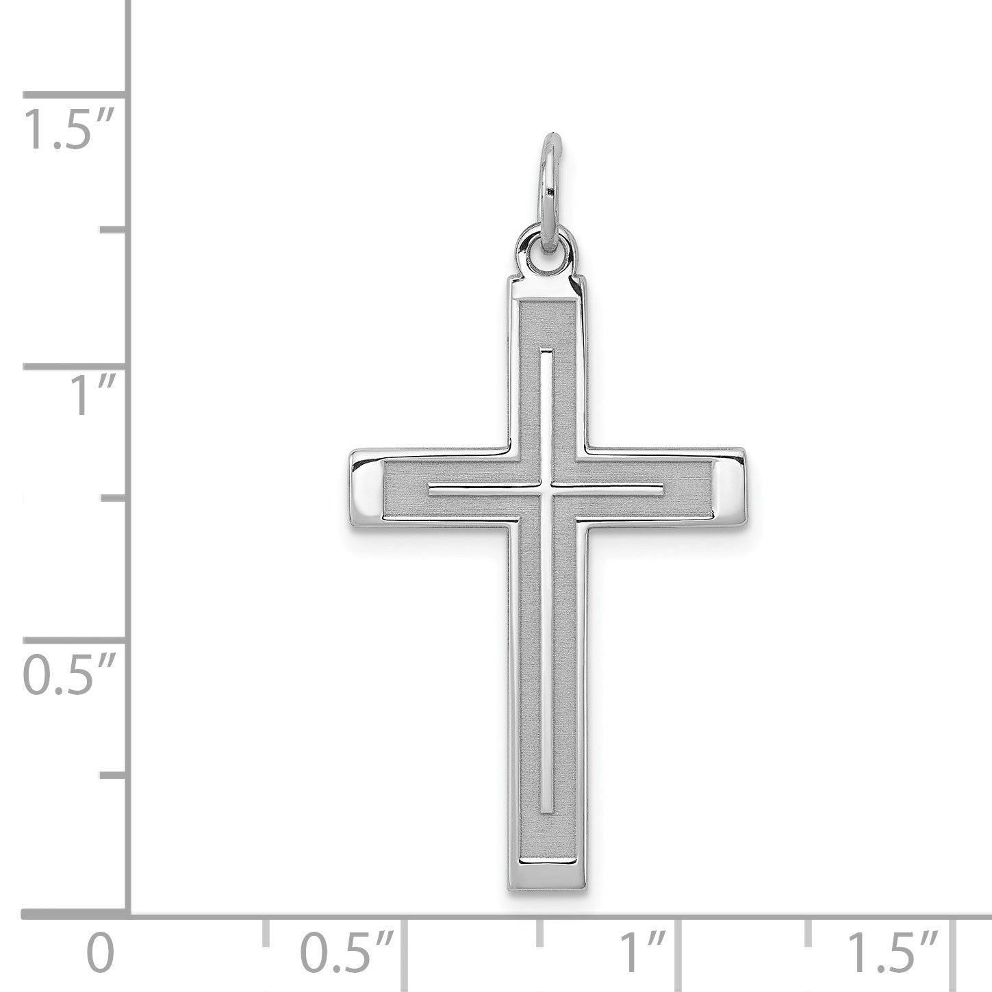 Sterling Silver Rhodium-plated Laser Cut Cross Pendant