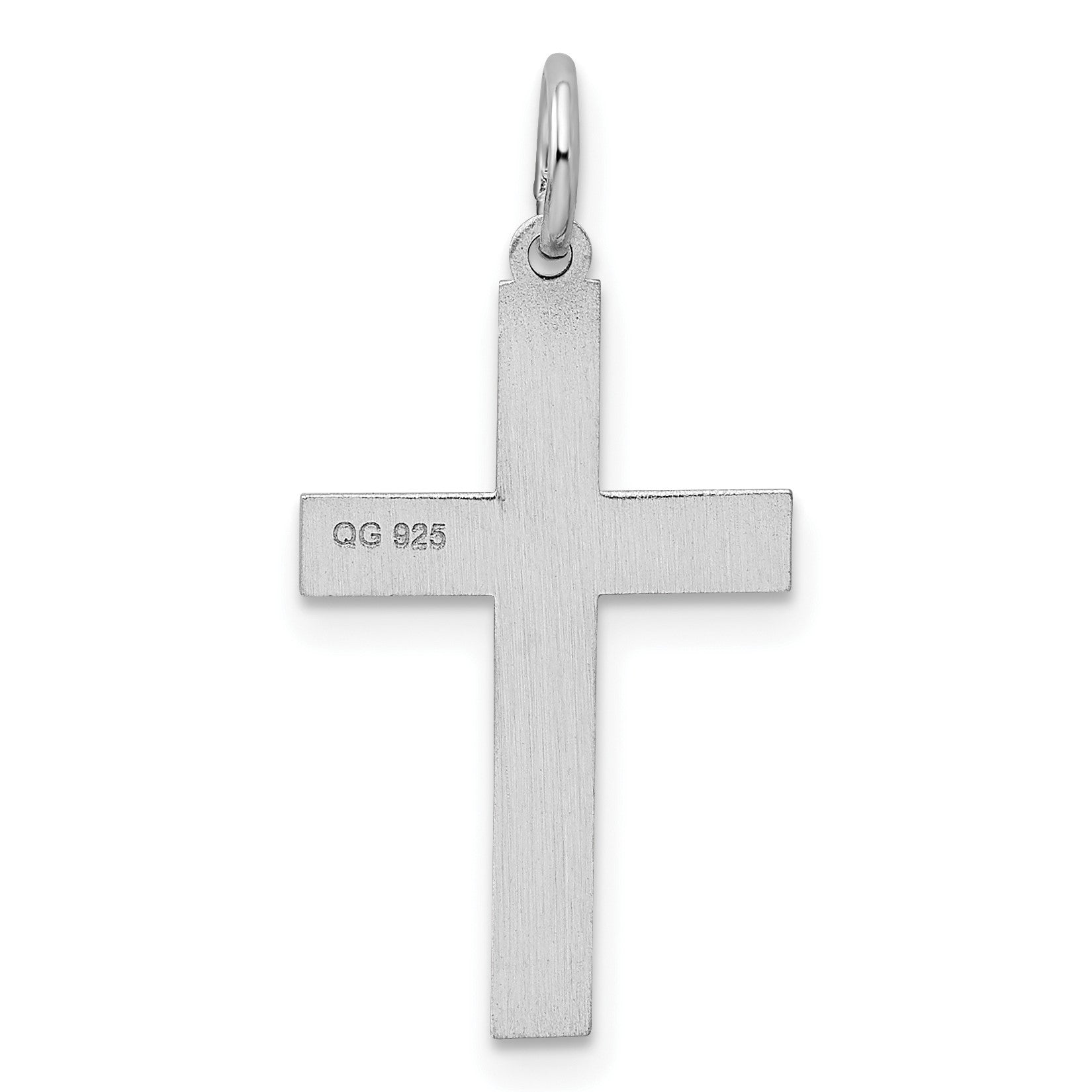 Sterling Silver Rhodium-plated Laser Cut Cross Pendant