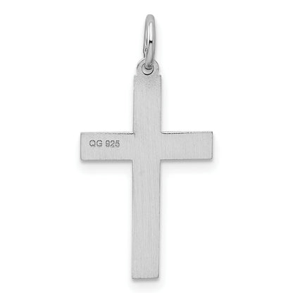 Sterling Silver Rhodium-plated Laser Cut Cross Pendant