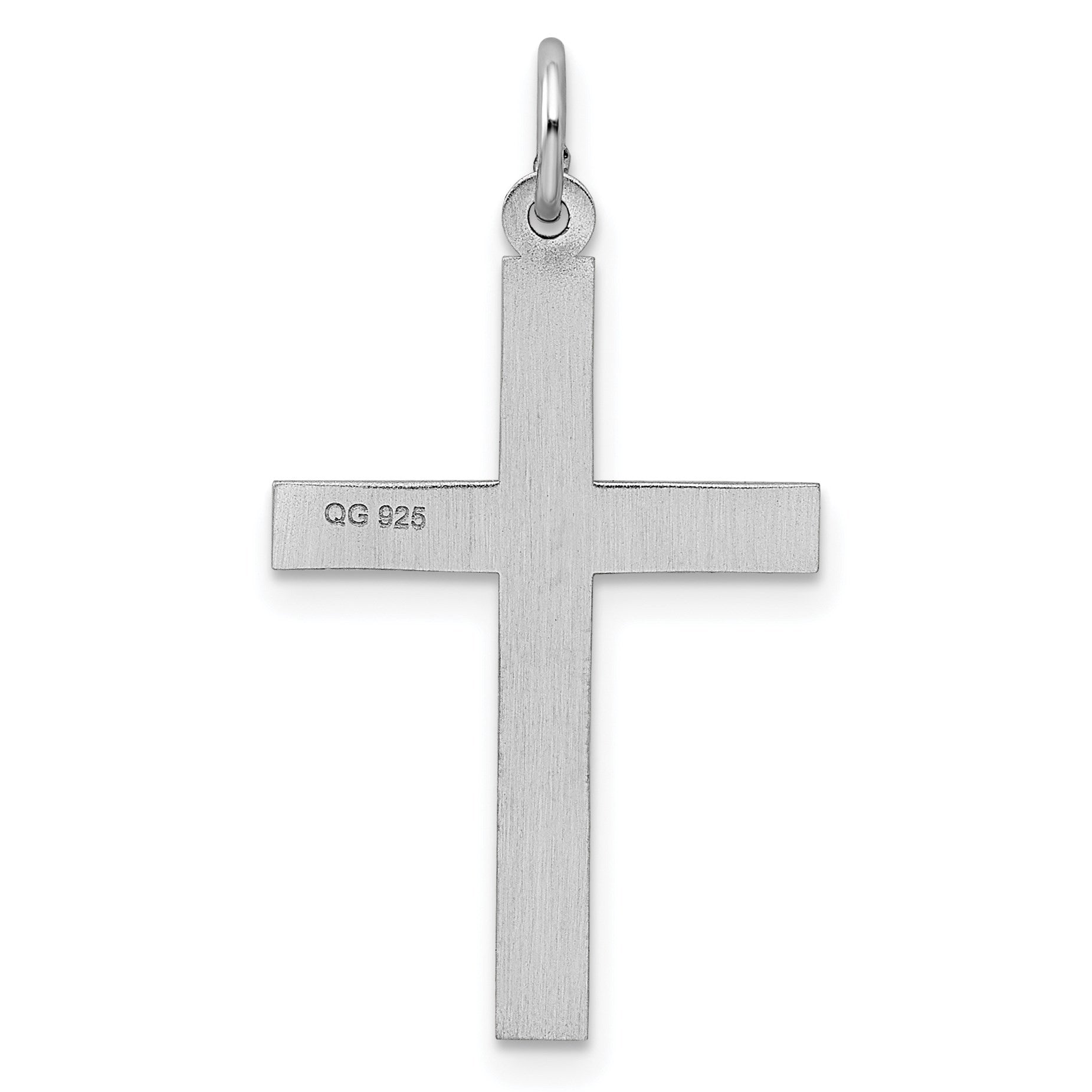 Sterling Silver Rhodium-plated Laser Cut Cross Pendant