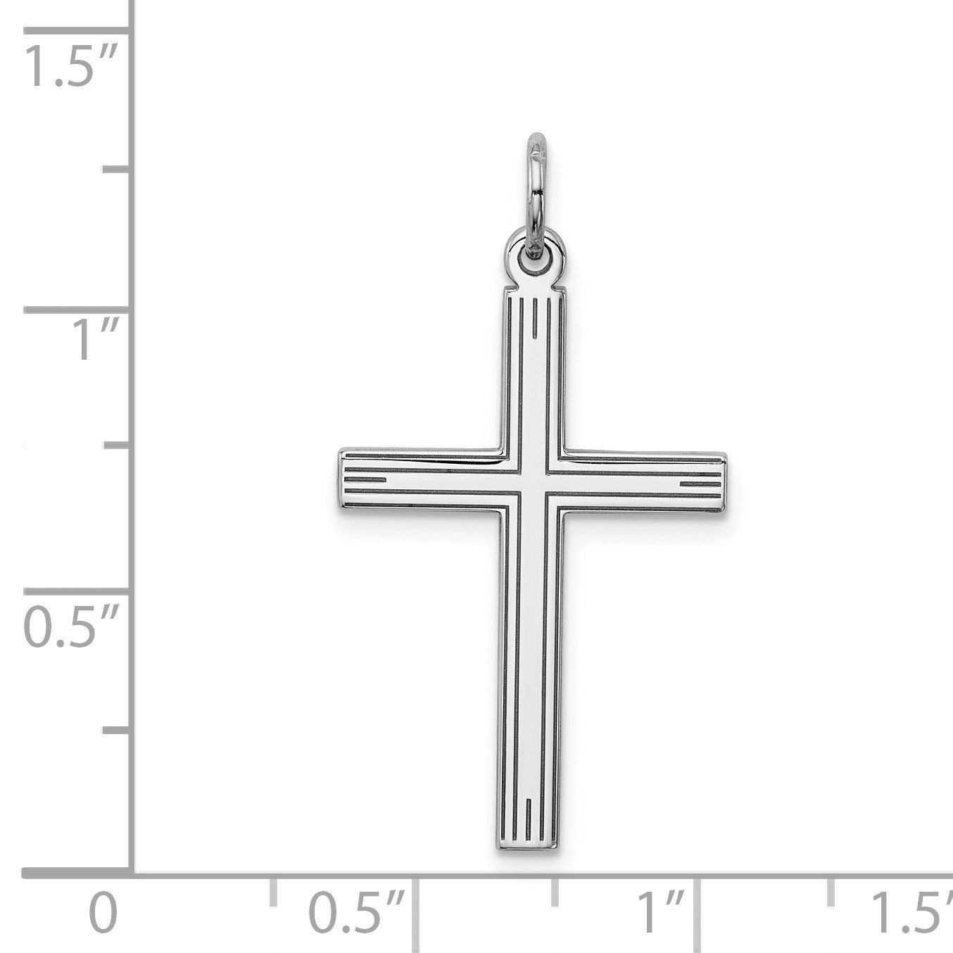 Sterling Silver Rhodium-plated Laser Cut Cross Pendant