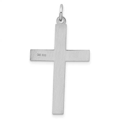 Sterling Silver Rhodium-plated Laser Cut Cross Pendant
