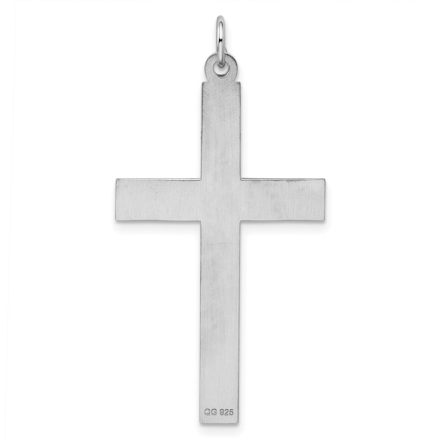 Sterling Silver Rhodium-plated Laser Cut Cross Pendant