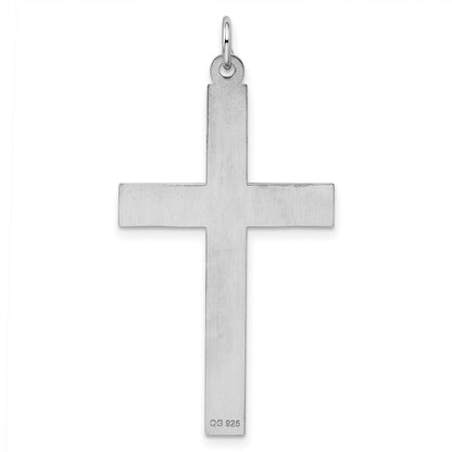 Sterling Silver Rhodium-plated Laser Cut Cross Pendant