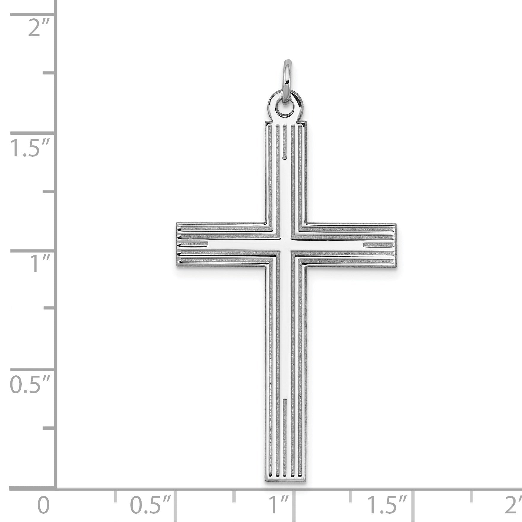 Sterling Silver Rhodium-plated Laser Cut Cross Pendant