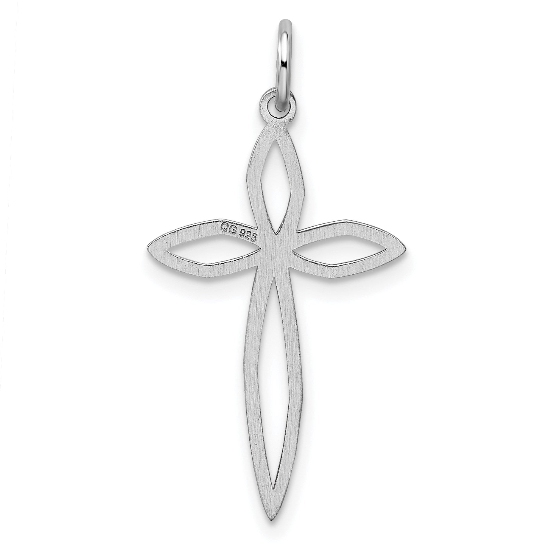 Sterling Silver Rhodium-plated Laser Cut Cross Pendant