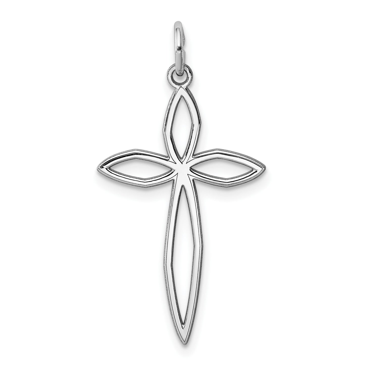 Sterling Silver Rhodium-plated Laser Cut Cross Pendant