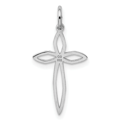 Sterling Silver Rhodium-plated Laser Cut Cross Pendant