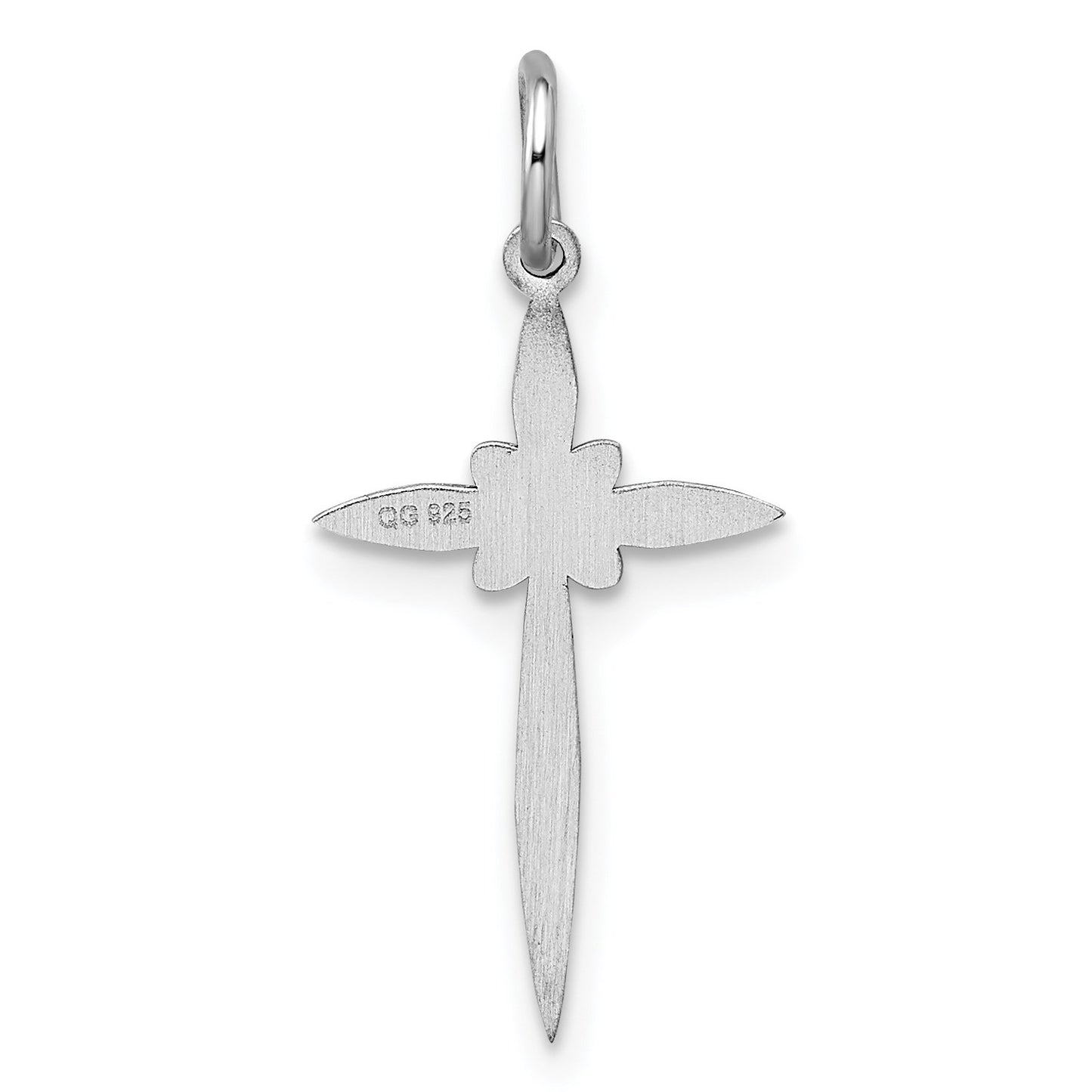 Sterling Silver Rhodium-plated Laser Cut Cross Pendant