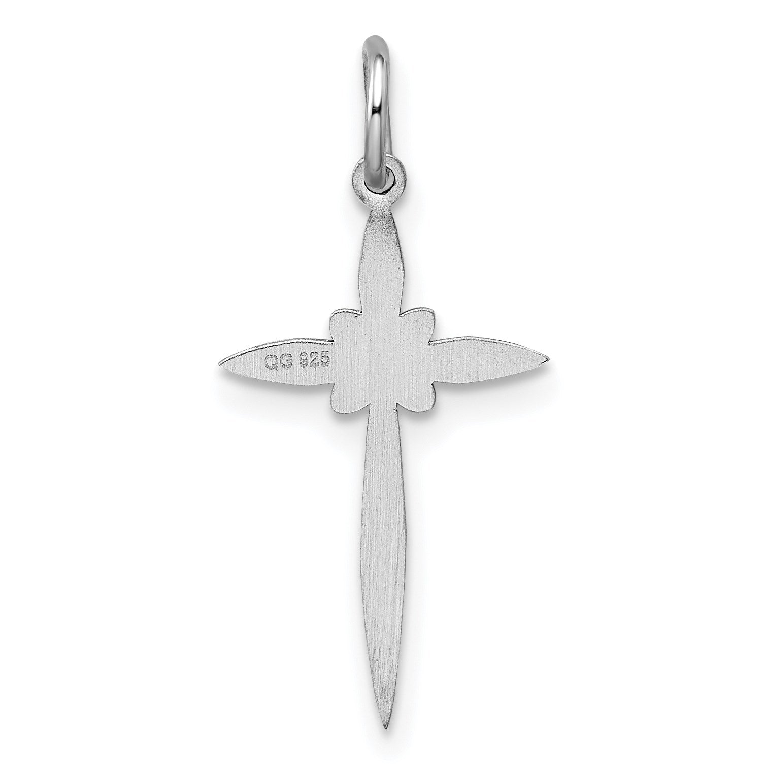 Sterling Silver Rhodium-plated Laser Cut Cross Pendant