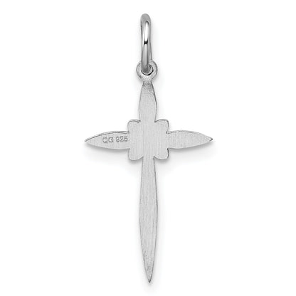 Sterling Silver Rhodium-plated Laser Cut Cross Pendant