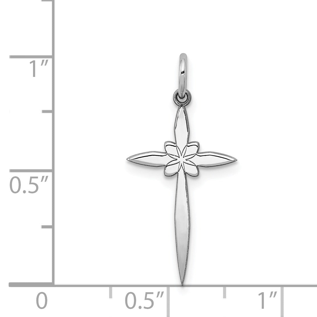 Sterling Silver Rhodium-plated Laser Cut Cross Pendant