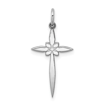 Sterling Silver Rhodium-plated Laser Cut Cross Pendant