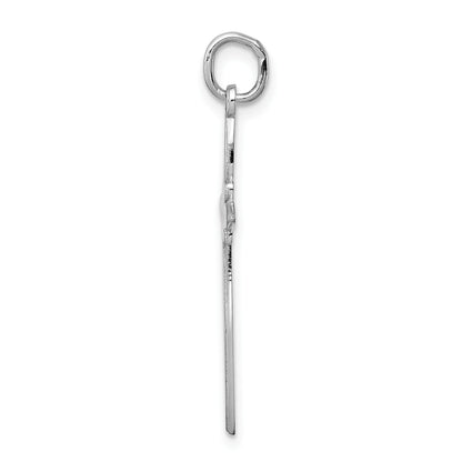 Sterling Silver Rhodium-plated Laser Cut Cross Pendant