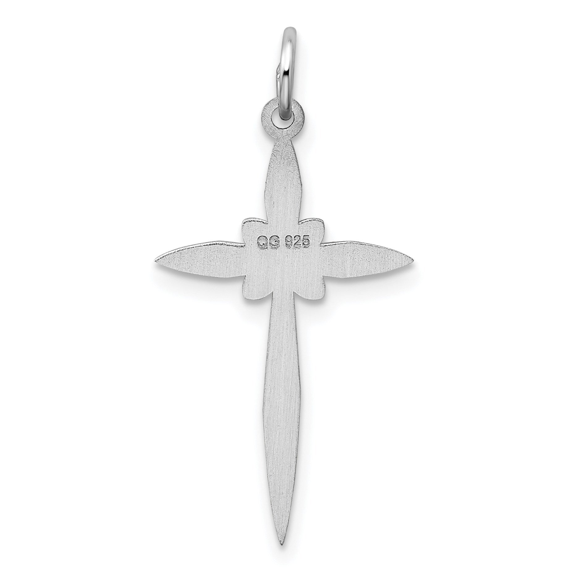 Sterling Silver Rhodium-plated Laser Cut Cross Pendant