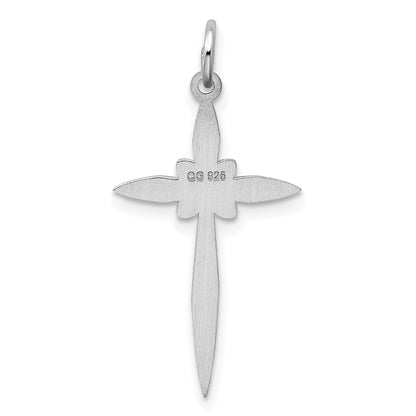 Sterling Silver Rhodium-plated Laser Cut Cross Pendant