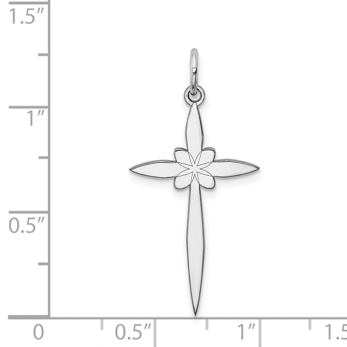 Sterling Silver Rhodium-plated Laser Cut Cross Pendant