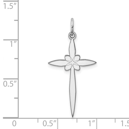 Sterling Silver Rhodium-plated Laser Cut Cross Pendant