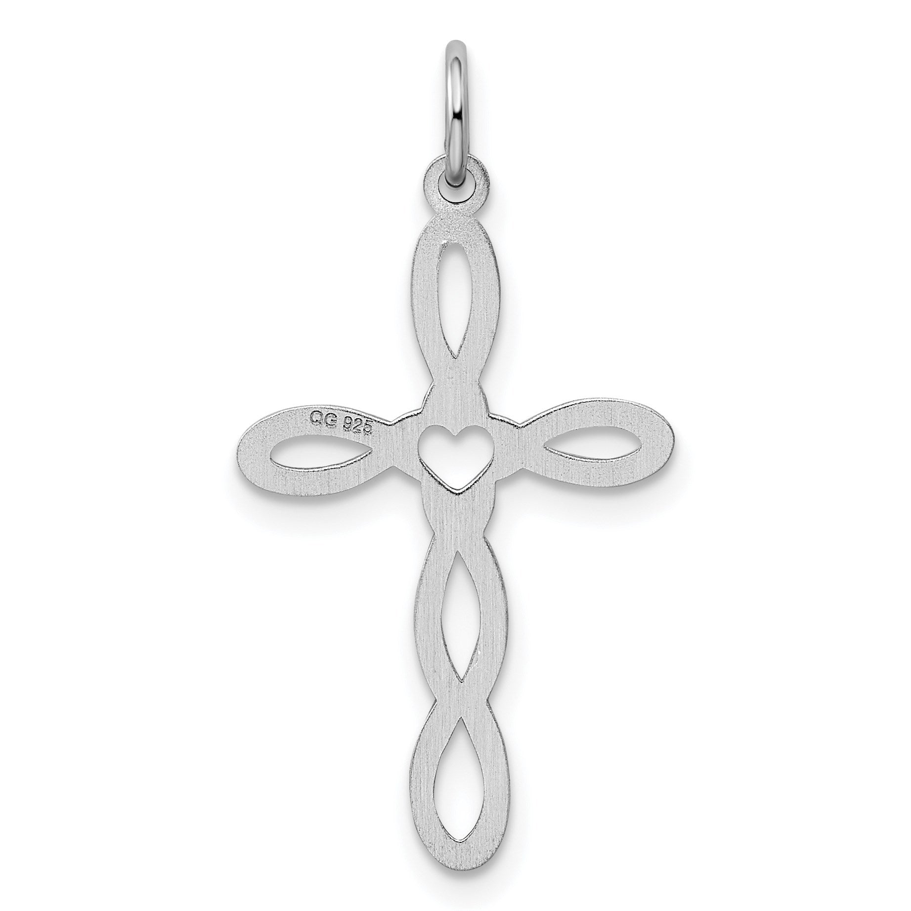 Sterling Silver Rhodium-plated Laser Cut Cross Pendant