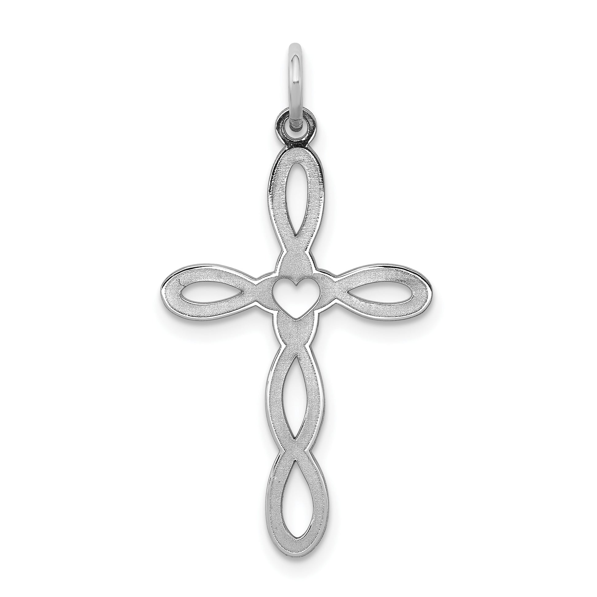 Sterling Silver Rhodium-plated Laser Cut Cross Pendant