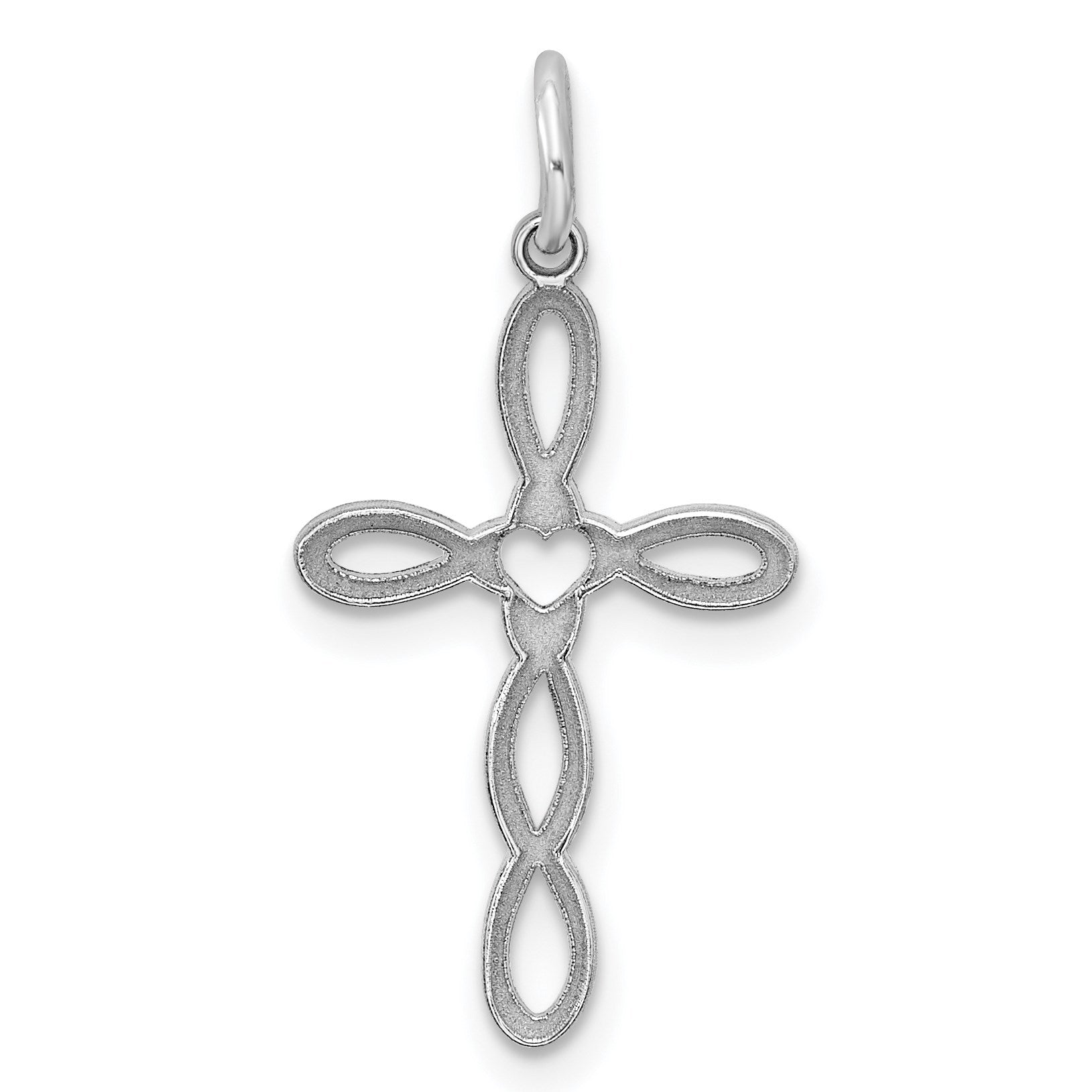 Sterling Silver Rhodium-plated Laser Cut Cross Pendant