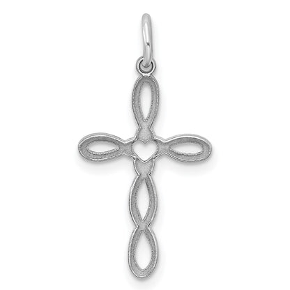Sterling Silver Rhodium-plated Laser Cut Cross Pendant